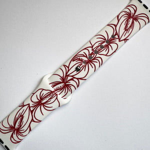 For 49mm/46mm/45mm/44mm & [42mm series 3] S/M White Anthurium with Red Ink Fill CLEARANCE-ALL SALES FINAL
