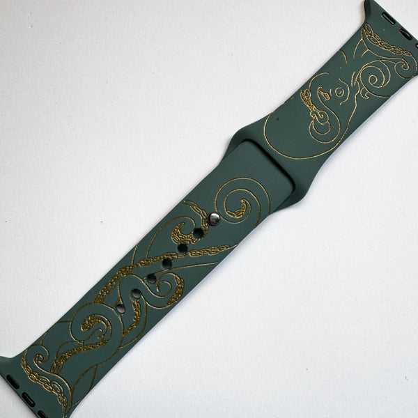 For 49mm/46mm/45mm/44mm & [42mm series 3] S/M Green Cactus Octopus with Gold Ink FillCLEARANCE-ALL SALES FINAL