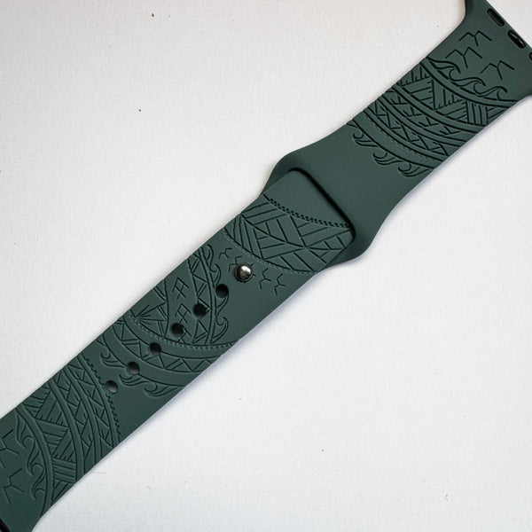 For 49mm/46mm/45mm/44mm & [42mm series 3] S/M Green Cactus 'Iwa Bird Tribal CLEARANCE-ALL SALES FINAL