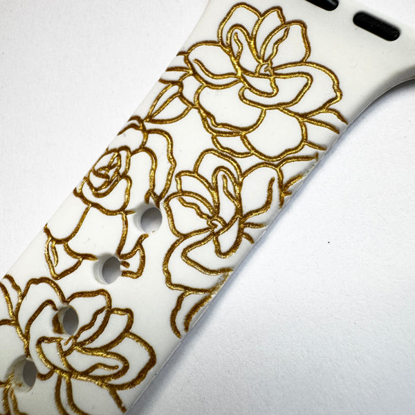38mm/40mm/41mm & [42mm series 10] S/M White Kiele with Gold Ink CLEARANCE-ALL SALES FINAL