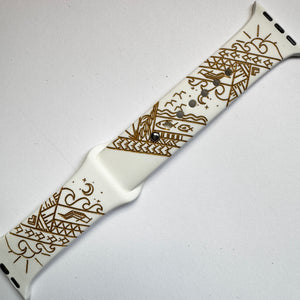38mm/40mm/41mm & [42mm series 10] S/M White Tidepool with Gold Ink CLEARANCE-ALL SALES FINAL
