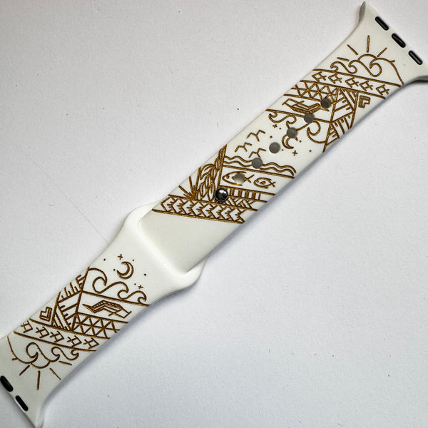 38mm/40mm/41mm & [42mm series 10] S/M White Tidepool with Gold Ink CLEARANCE-ALL SALES FINAL