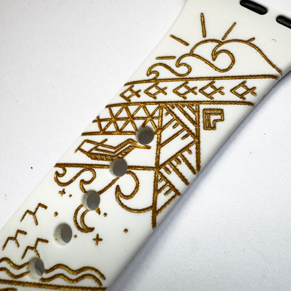 38mm/40mm/41mm & [42mm series 10] S/M White Tidepool with Gold Ink CLEARANCE-ALL SALES FINAL