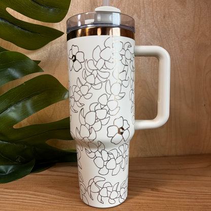 Ready to Ship Cream Lei Pua Kenikeni with Copper Engraving-Free Shipping ALL SALES FINAL