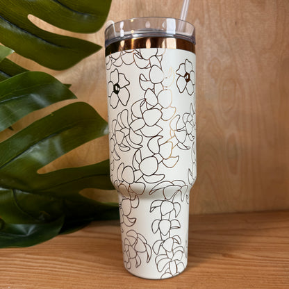 Ready to Ship Cream Lei Pua Kenikeni with Copper Engraving-Free Shipping ALL SALES FINAL