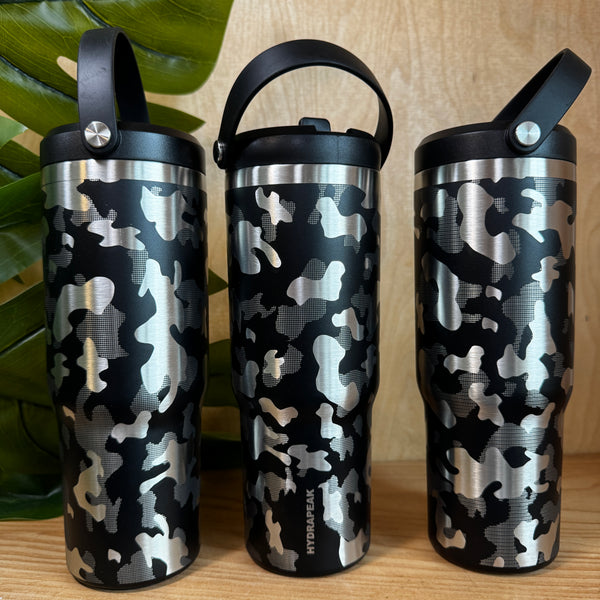 Ready to Ship Black Hydrapeak Engraved with Camo Design 32oz-Free Shipping ALL SALES FINAL