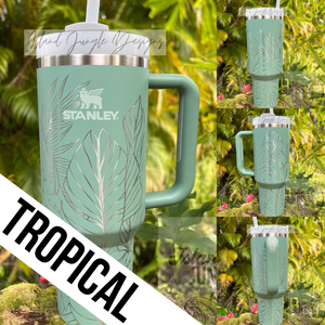 "Eucalyptus" Made to Order-Laser Engraved 40oz Quencher Tumbler-Full Wrap Design-Free Shipping!