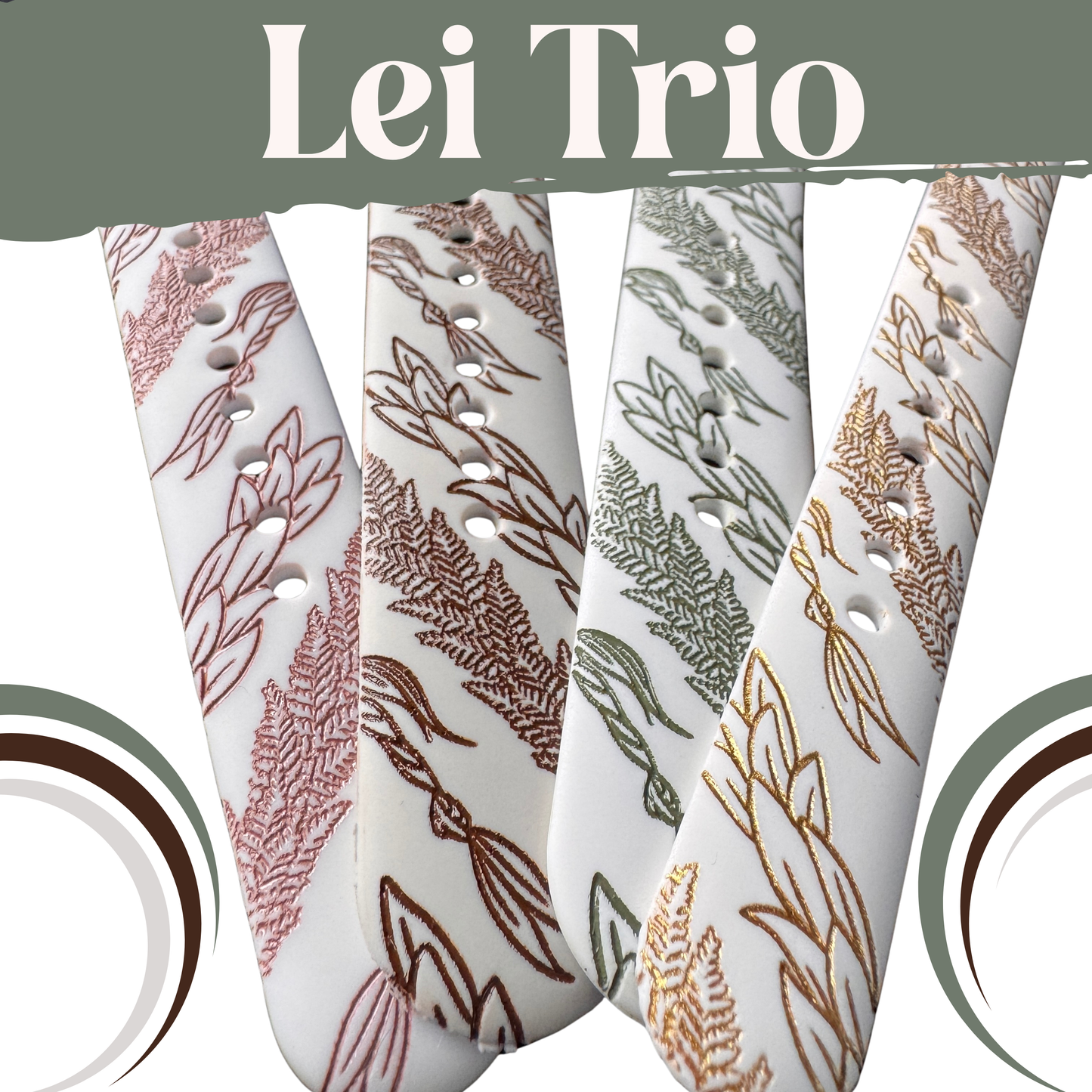Lei Trio - Maile, Lā‘ī & Palapalai 22mm Watchband Samsung & More