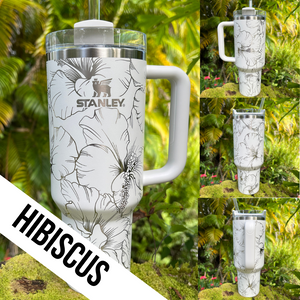 "Brilliant White" Made to Order-Laser Engraved 40oz Quencher Tumbler-Full Wrap Design-Free Shipping!