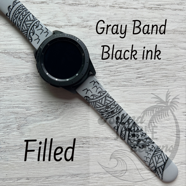 'Iwa Bird Tribal 22mm Silicone Watch Band Compatible with Samsung & More