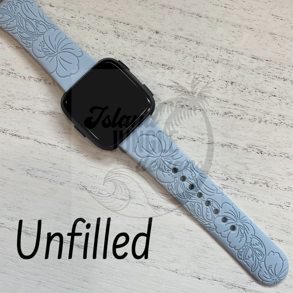 Hibiscus Silicone Watch Band Compatible with Versa 3/4 & Sense/Sense 2