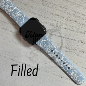 Hibiscus Silicone Watch Band Compatible with Versa 3/4 & Sense/Sense 2