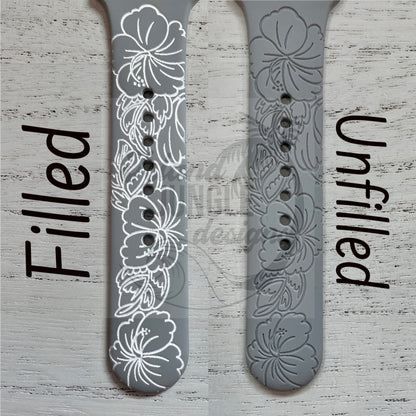 Hibiscus 20mm Watchband Galaxy, Versa 3/4, Sense & Pixel