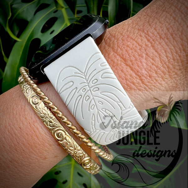Monstera Deliciosa Silicone Watch Band Compatible with Fitbit Versa, Versa 2, and Versa Lite