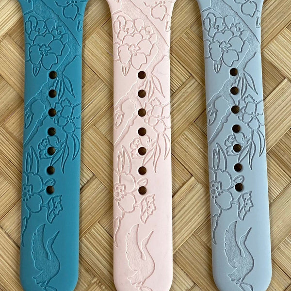 Cherry Blossom 'Sakura' Silicone Watch Band Compatible with Series 1-9, SE & Ultra