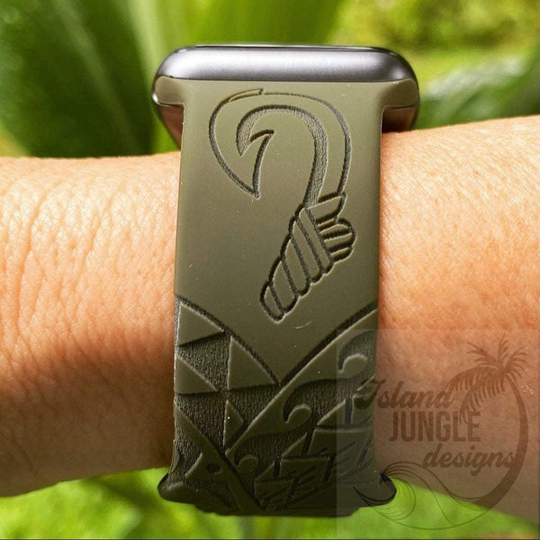 Fish Hook 'Makau' Tribal Watch Silicone Band Compatible with Series 1-8, SE & Ultra
