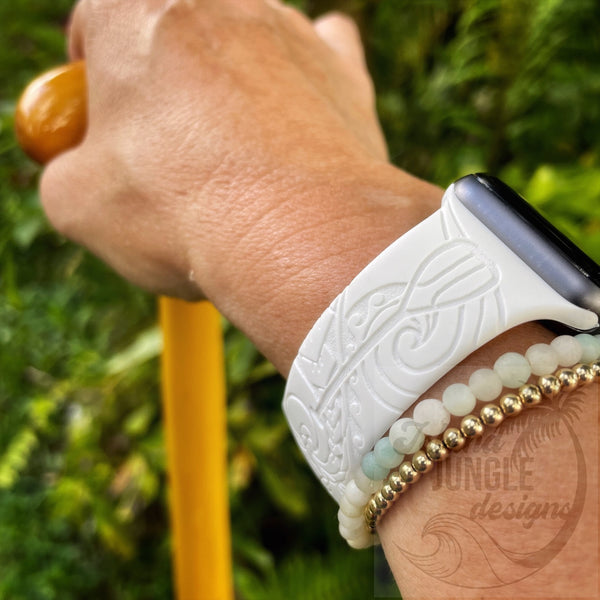 Hoe Wa’a-Paddling Tribal Silicone Watch Band Compatible with Series 1-10, SE & Ultra