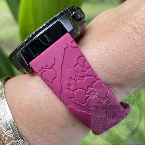 Cherry Blossom 'Sakura' 20mm Silicone Watch Band Compatible with Samsung & More