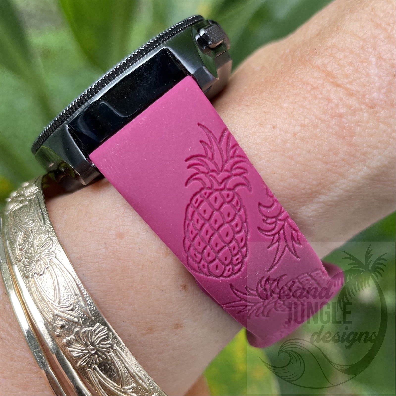 Pineapple 20mm Silicone Watch Band Compatible with Samsung Galaxy, FitBit Versa 3/4, Sense & PIxel