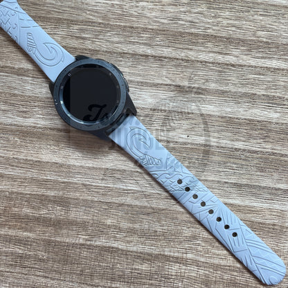 Fish Hook 'Makau" Tribal 22mm Silicone Watch Band Compatible with Samsung & More