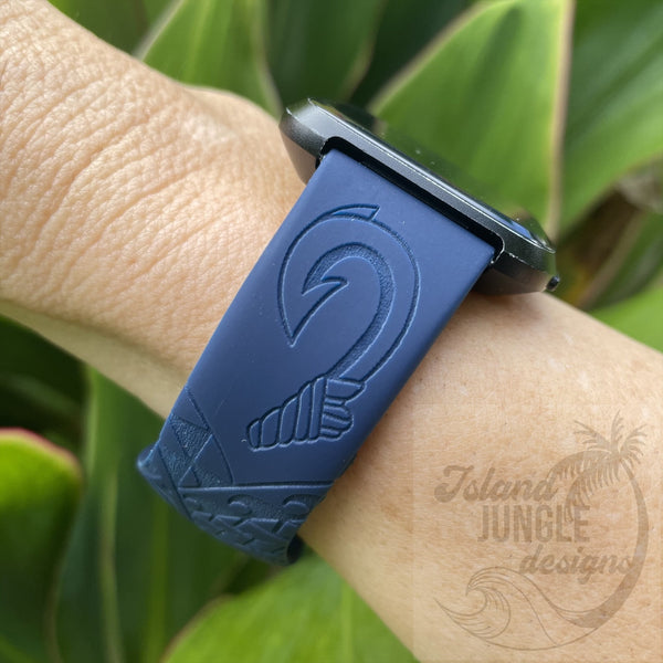 Fish Hook 'Makau' Tribal Silicone Watch Band Compatible with Fitbit Versa, Versa 2, and Versa Lite