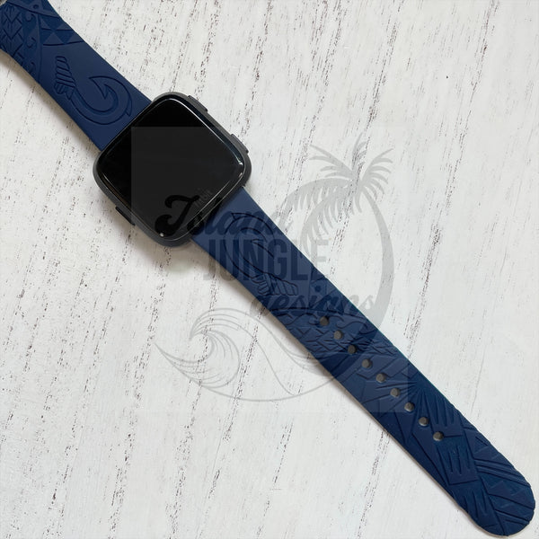 Fish Hook 'Makau' Tribal Silicone Watch Band Compatible with Fitbit Versa, Versa 2, and Versa Lite